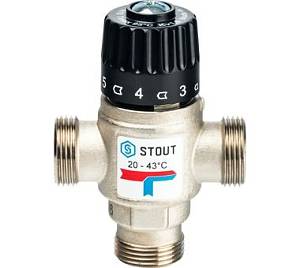 SVM-0020-164320 STOUT Термостатический смесительный клапан для систем отопления и ГВС 3/4&quot; НР 20-43°С KV 1,6