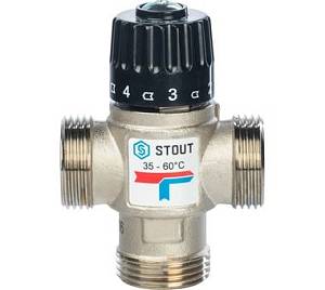 SVM-0020-256025 STOUT Термостатический смесительный клапан для сиcтем отопления и ГВС 1&quot; НР 35-60°С KV 2,5